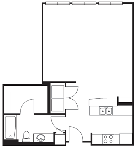 Floor Plan - S13 0 Bed 1 Bath