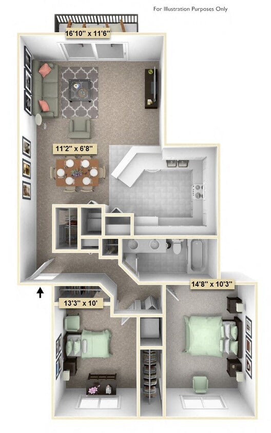 Floor Plan - Two Bedroom Juniper
