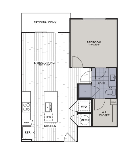 Lake Walk A1.1 FP.jpg - A1.1 - One Bedroom, One Bathroom
