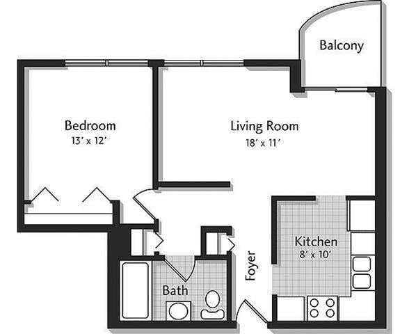 Floor Plan - 1E w/ Balcony