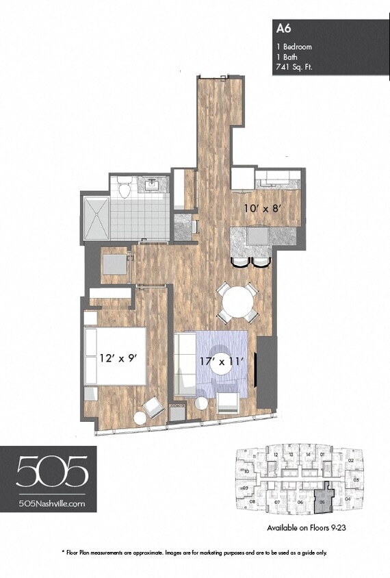 Floor Plan - 505 One Bedroom Stack 05