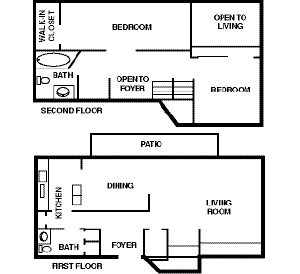 Floor Plan - 2 Bedroom  1 Full & 1 Half Bathroom