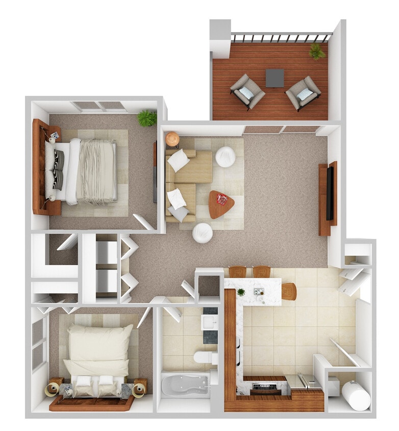 2 Bed / 1 Bath Floor Plan - 2 Bedroom/1 Bathroom