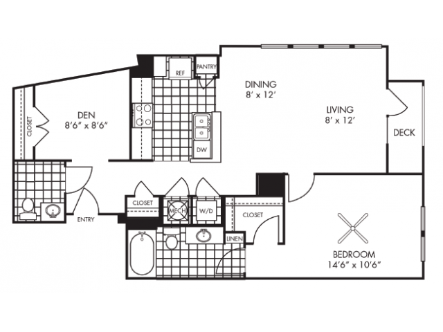 Floor Plan - 1B-K Den