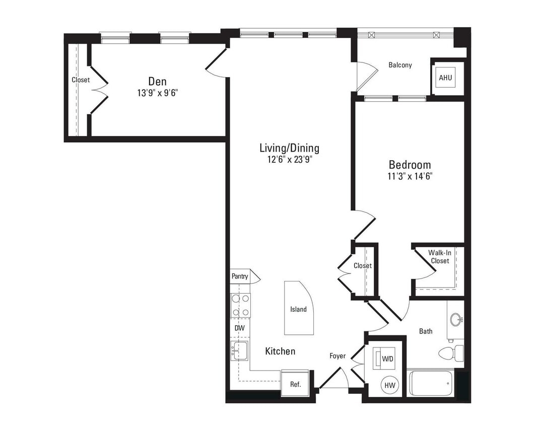 Floor Plan - 1 Bed 1 Bath With Den
