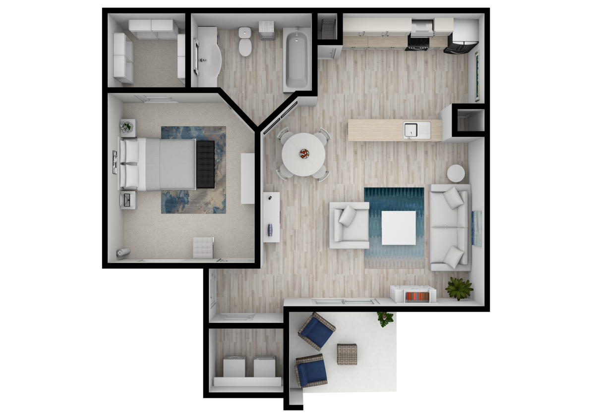 Floor Plan - 1 Bedroom + 1 Bath