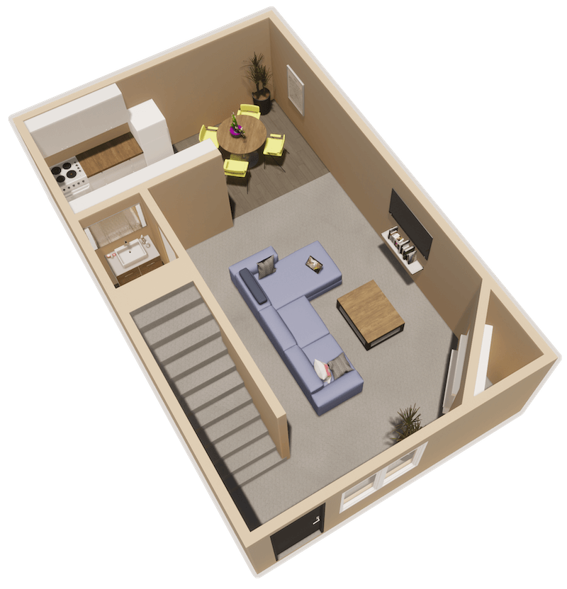 Floor Plan - 1 Bed 1.5 Bath A