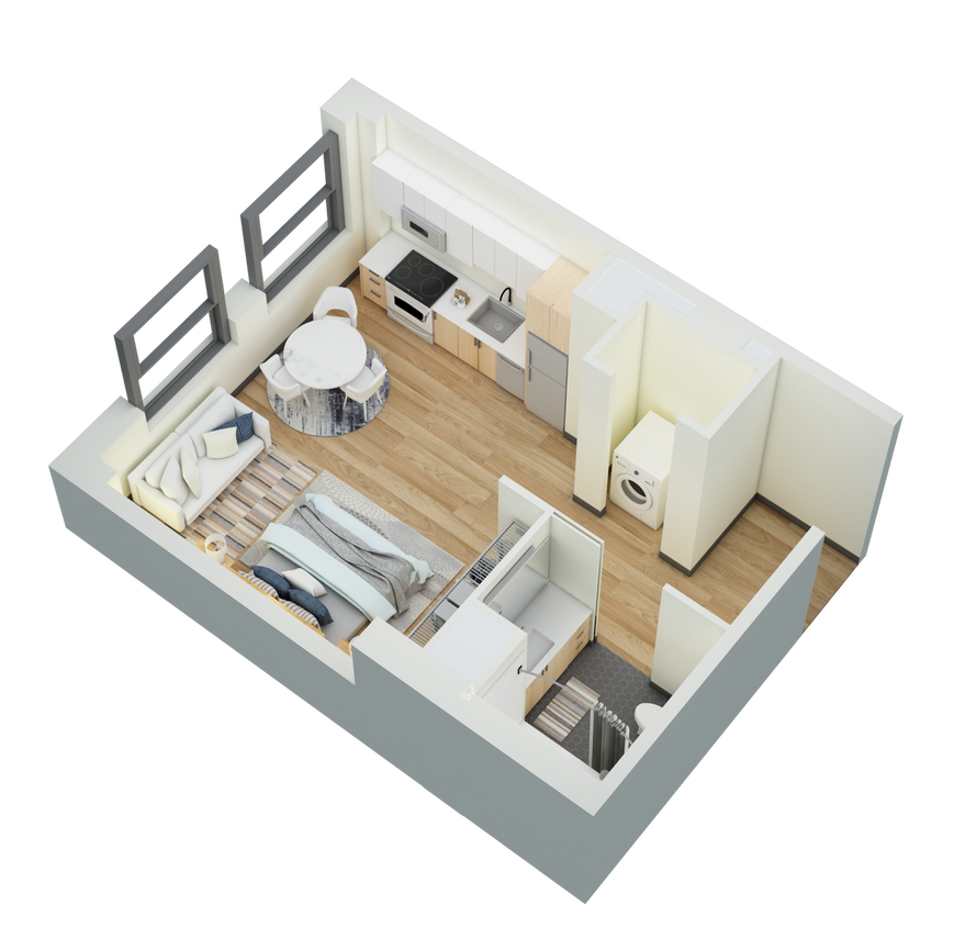 Studio, 1 Bath- D - Studio 1 Bath-D