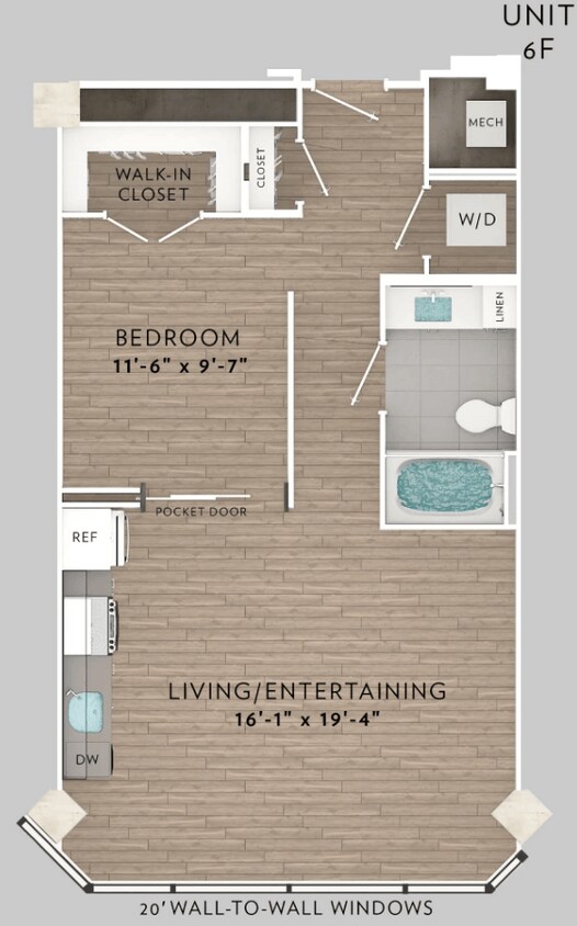Floor Plan - 6F 1 Bed 1 Bath