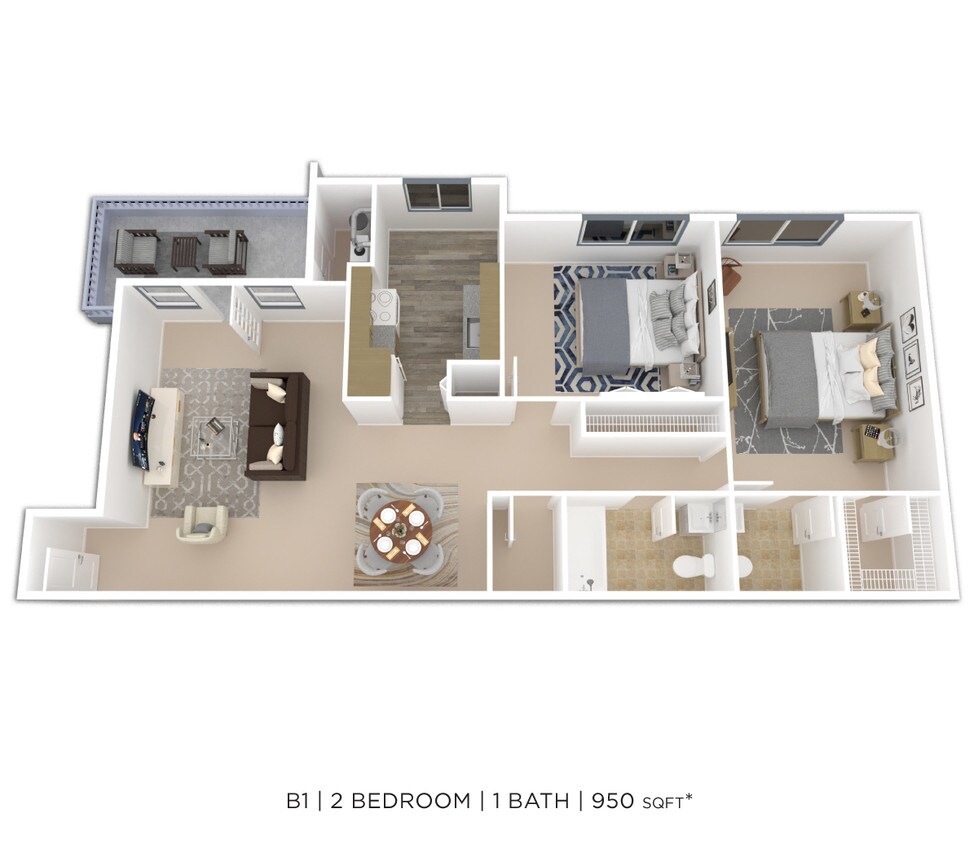 Floor Plan - Two Bedroom 1.5 Bath