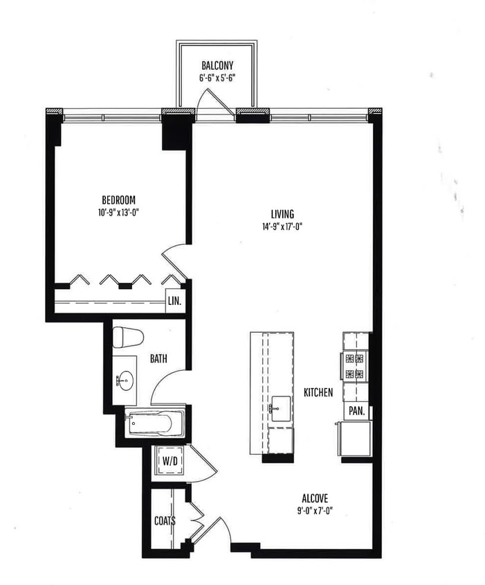Floor Plan - 1 BR, 1 BTH