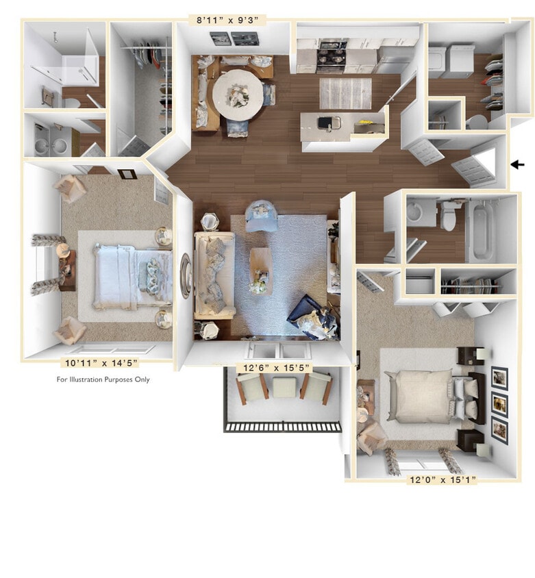 Floor Plan - The Grand 2 BR 2 BA