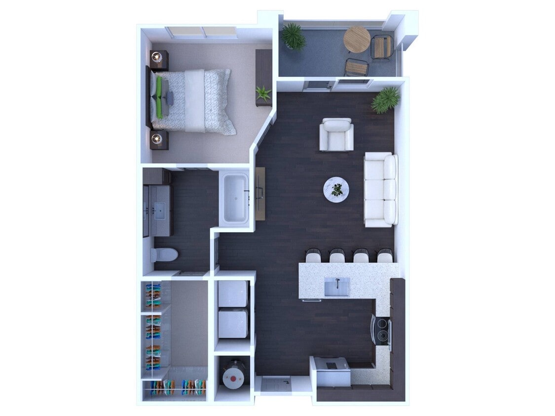 A1-One Bedroom One Bath 678 SF - FA1