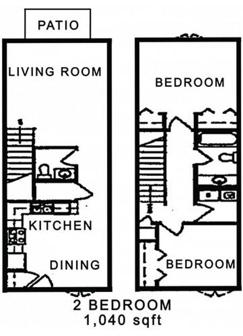 Floor Plan - 2 Bedroom 1.5 Bathroom 