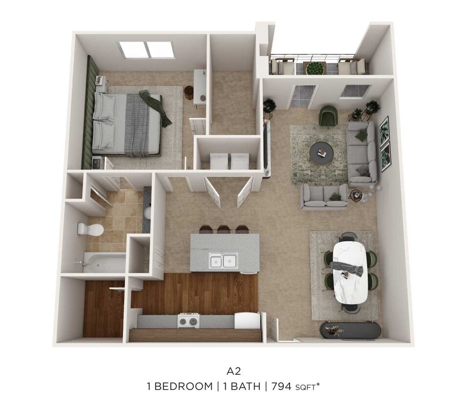 Floor Plan - One Bedroom-794 sqft
