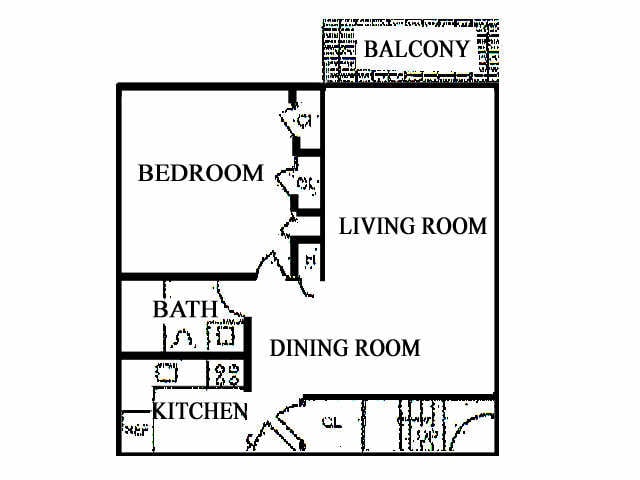 1x1 526sf - One Bedroom  One Bath
