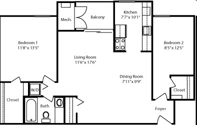 2BR/1BA - 2 Bedroom 1 Bath