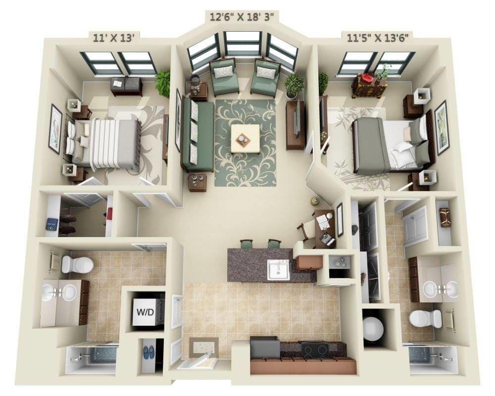 Floor Plan - Two Bedroom B2C