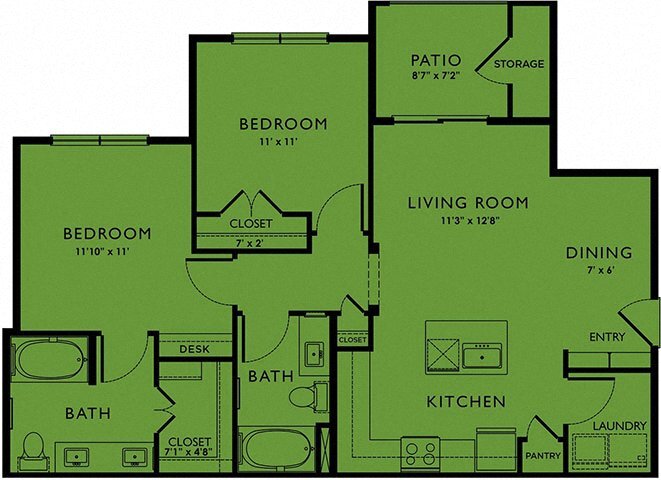 Floor Plan - Two-Bedroom (B1)