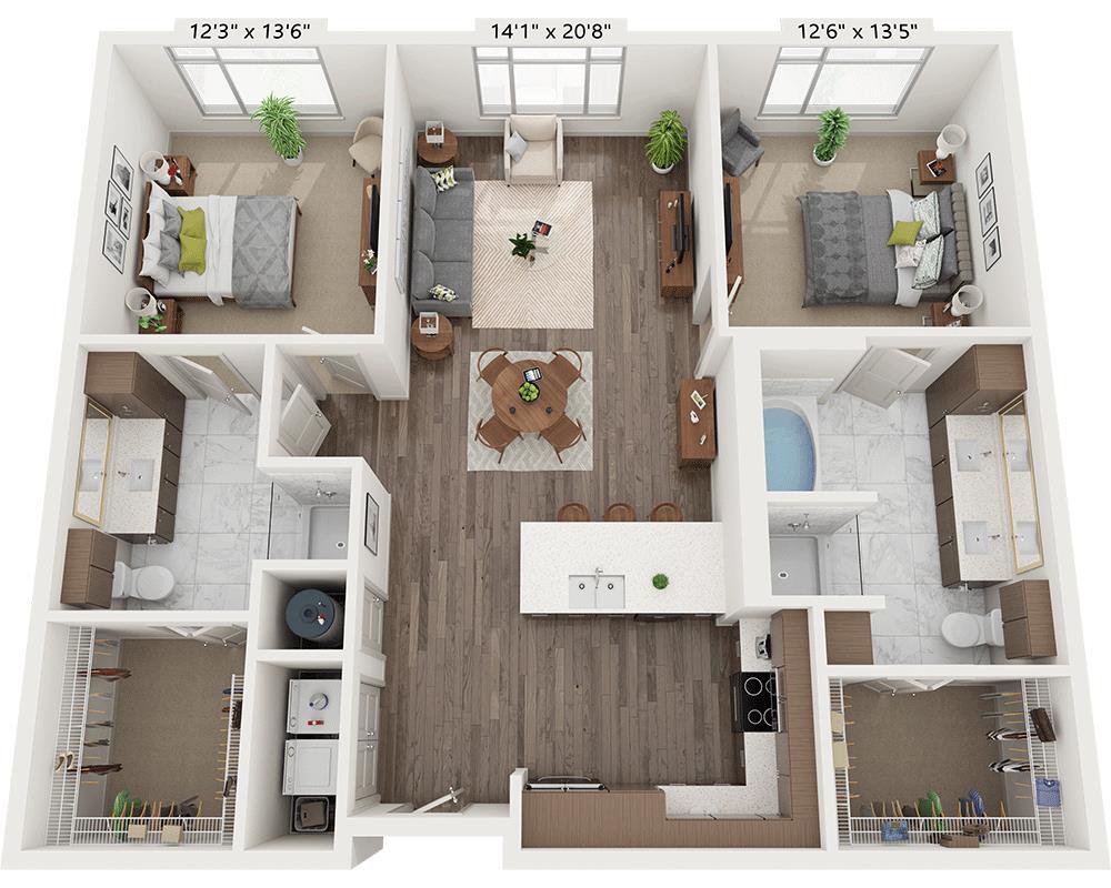 Floor Plan - Two Bedroom B2A1