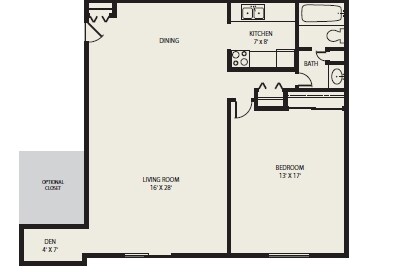 1BR/1BA - 1 Bed 1 Bath + Den (A1)