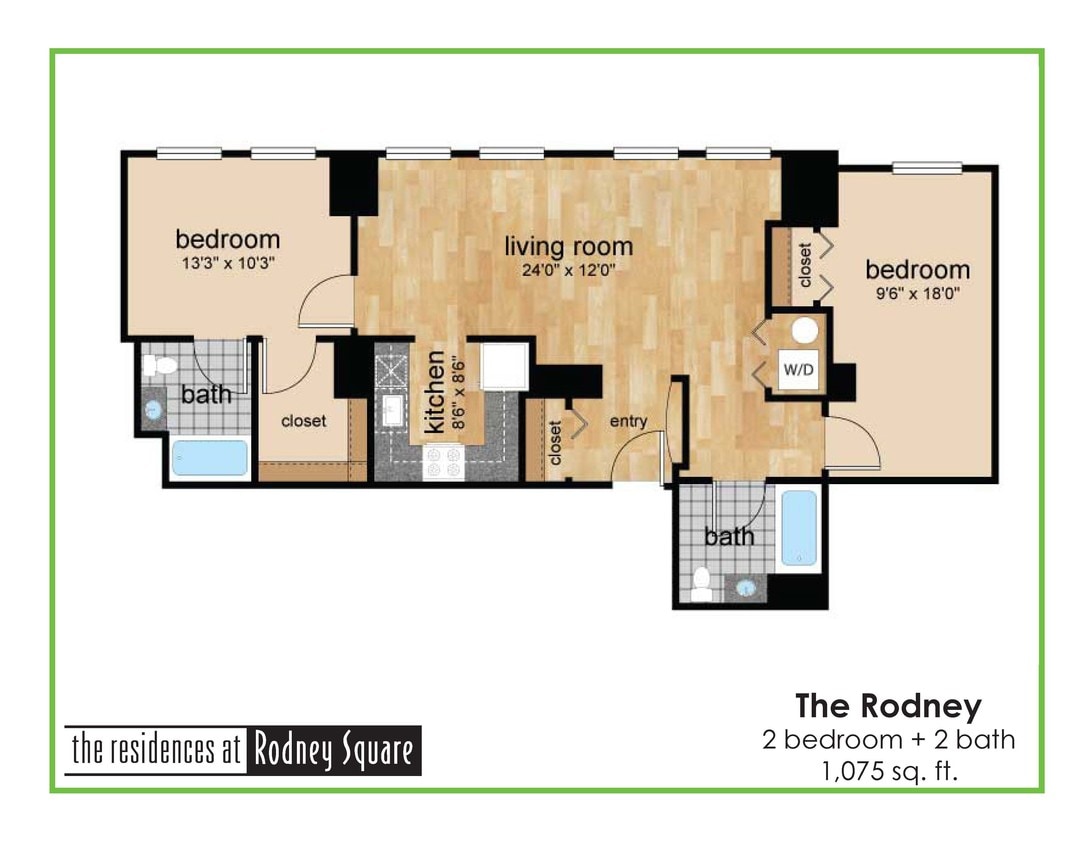 Floor Plan - Rodney Two Bedroom