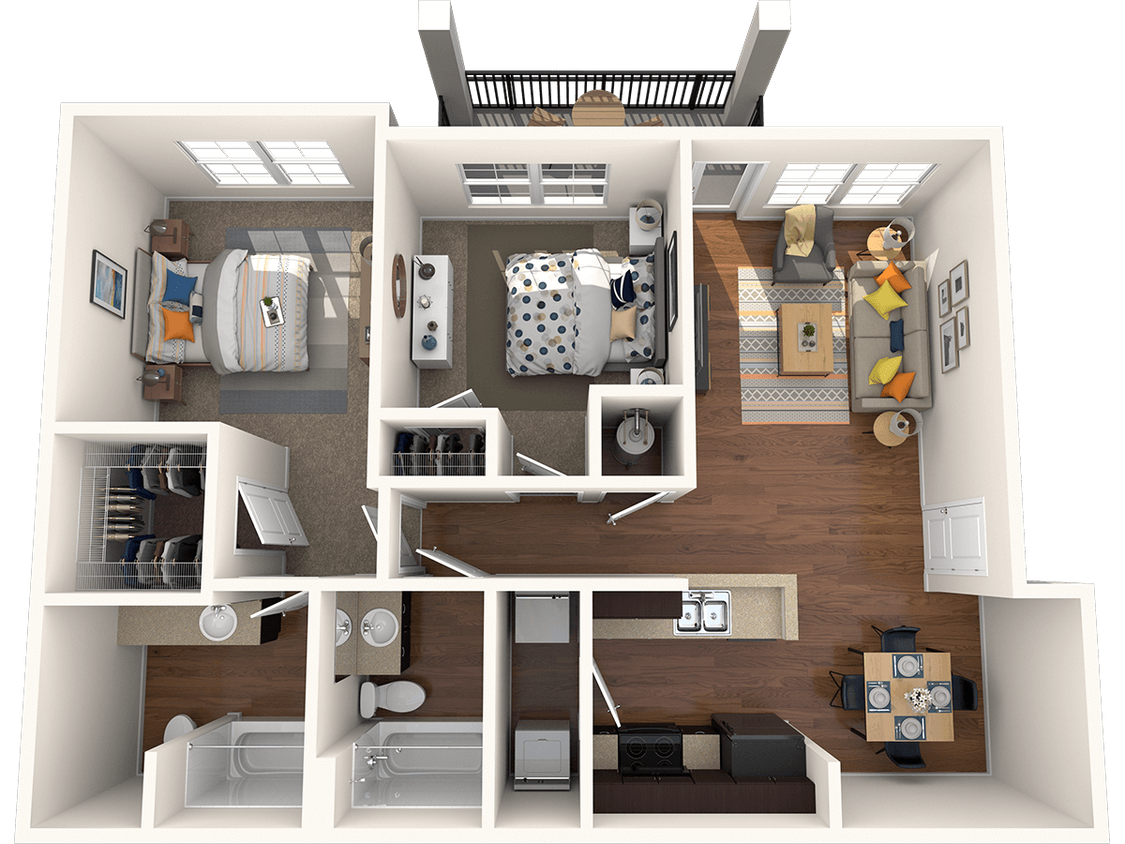 Floor Plan - Two Bedroom 1052 Sqft