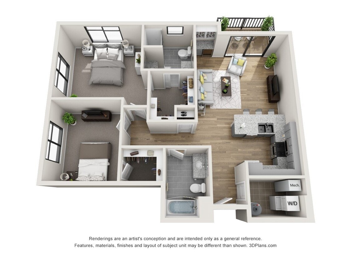 Floor Plan - Furnished  2 Bedroom