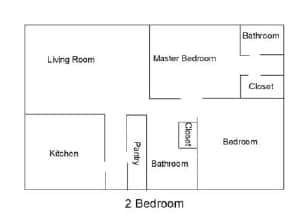 2BR/2BA - 2 Bedroom x 2 Bath