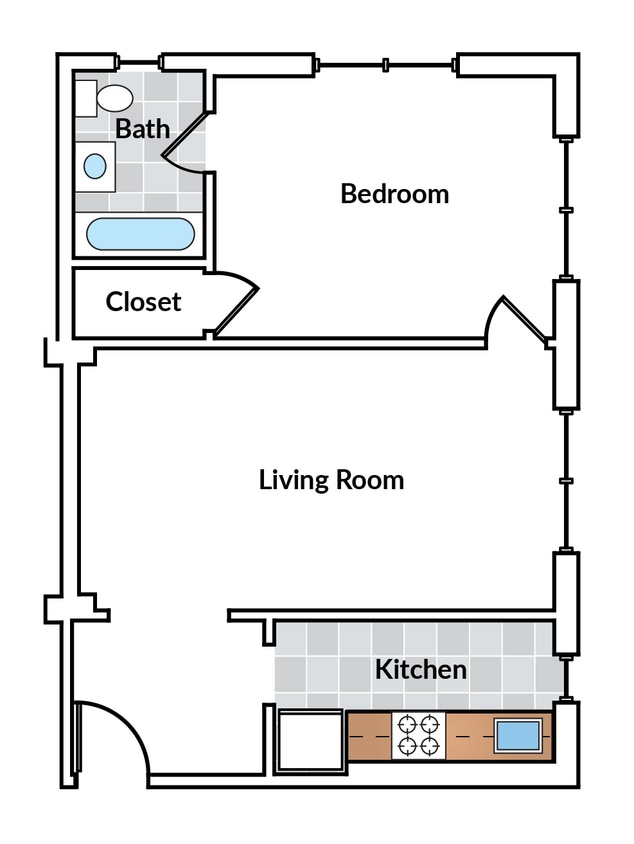 Floor Plan - 1 Bedroom 02 Tier