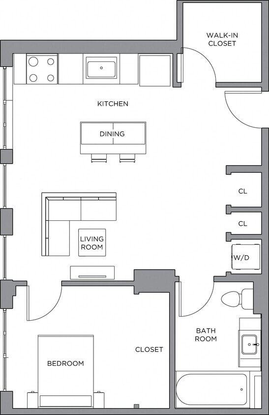 Floor Plan - 1 Bed/1 Bath-700b
