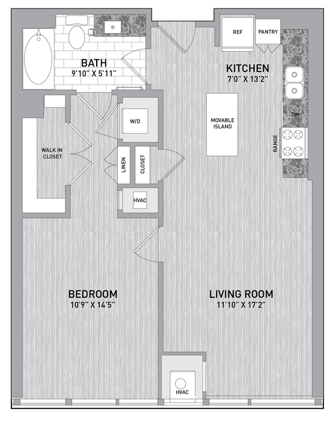 Floor Plan - 12/14 Stack - 1 Bed 1 Bath-A1.3