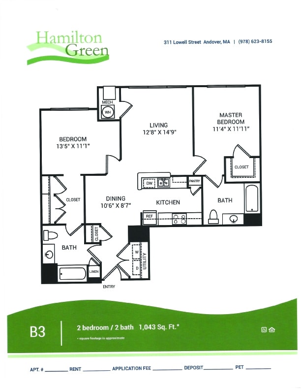 Floor Plan - 2 Bedroom 2 Bath