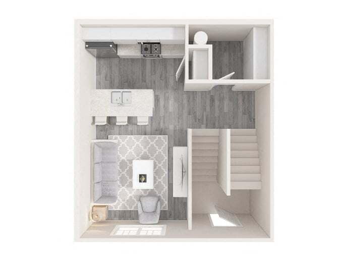 Floor Plan - 2 Bedroom, 2 Bathroom Townhouse (B)