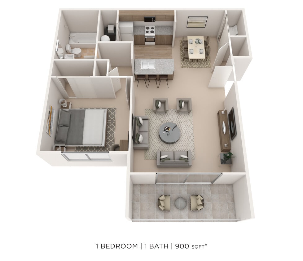 Floor Plan - One Bedroom - 900 sqft