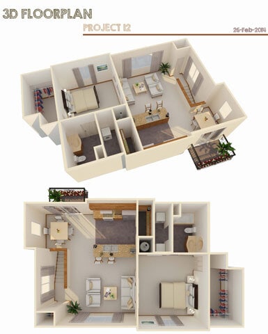 Floor Plan - 1 Bed 1 Bath w/ Attached Garage