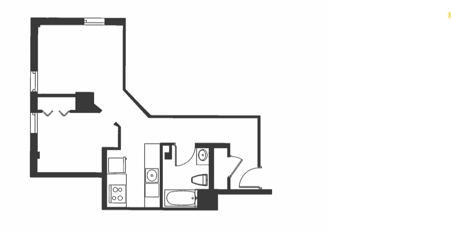 Floor Plan - 1 Bed 1 Bath - A1F