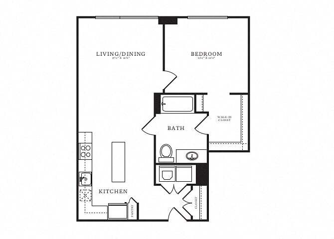 Floor Plan - 1 Bed/1 Bath-B6.1