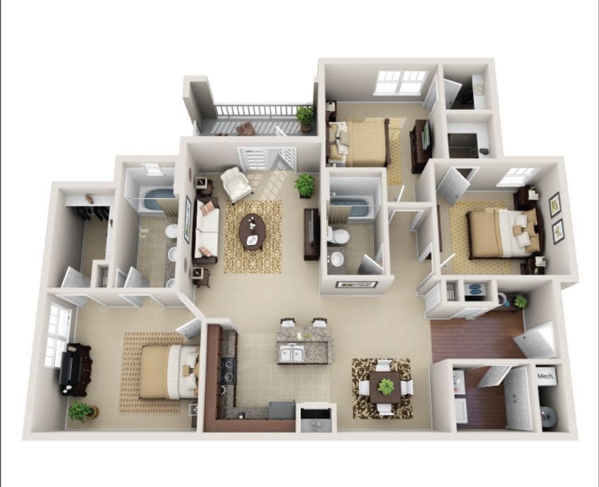 Floor Plan - 3 Bed 2 Bath