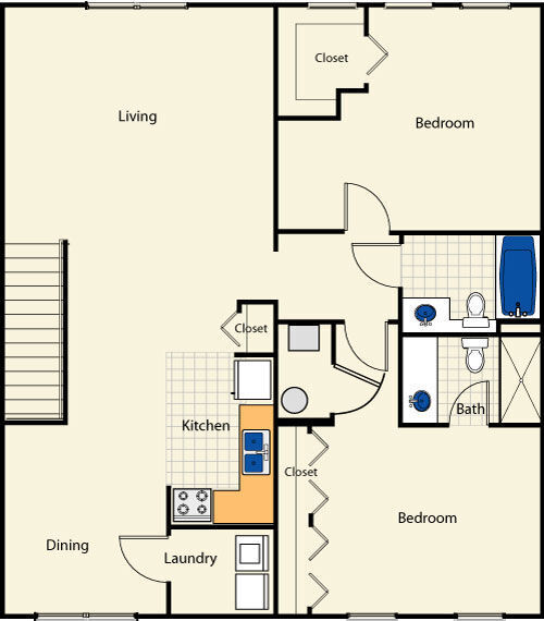 Floor Plan - 2 Bed 2 Bath