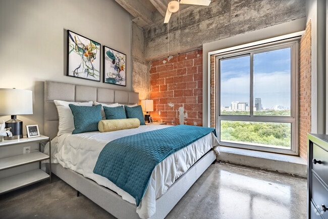 2BR, 2BA - 945SF - First Bedroom - Hermann Park Lofts