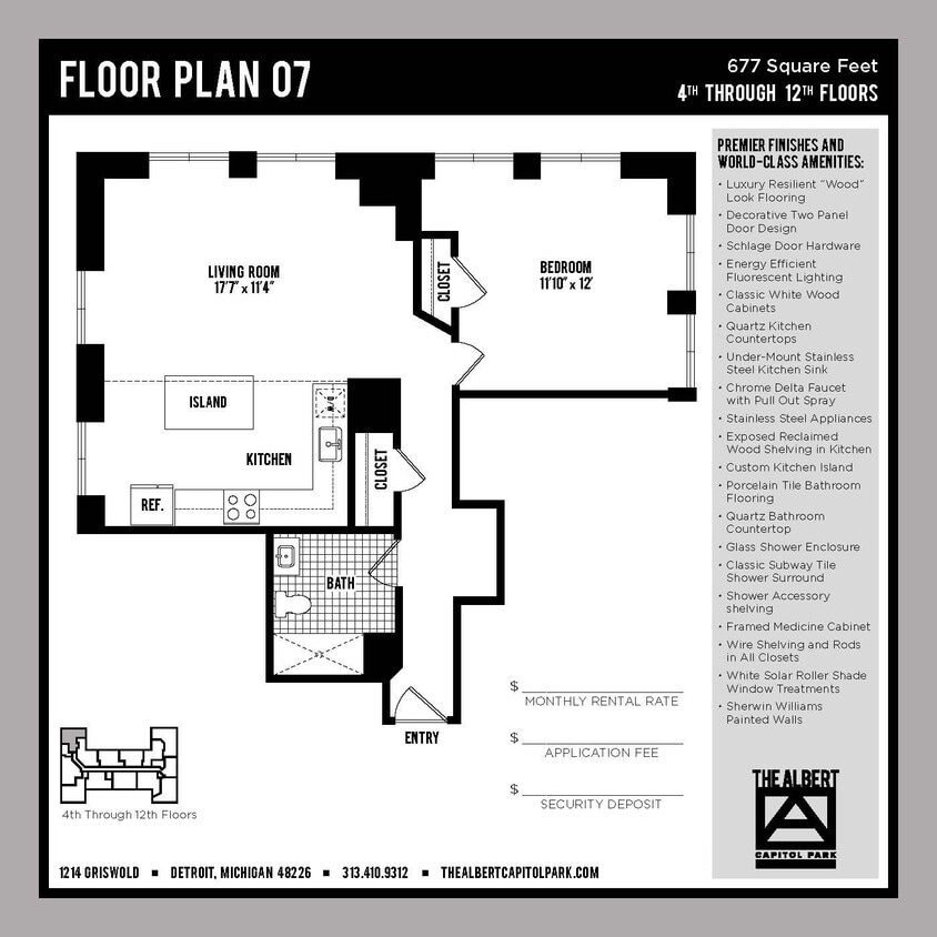 Floor Plan - 1 Bedroom Unit - A7