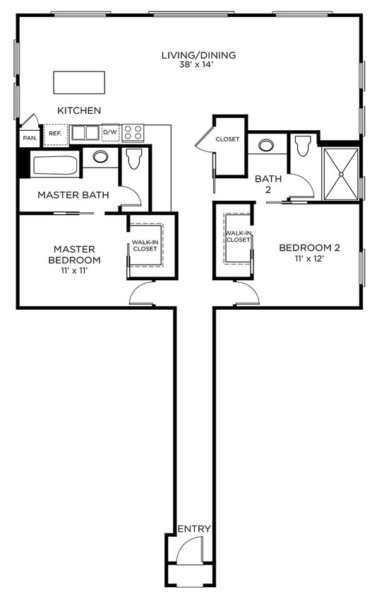 The Rice - B2 - 2x2 - 2 Beds - 2 Baths - 1358 Sq. ft. - B2 - 2x2