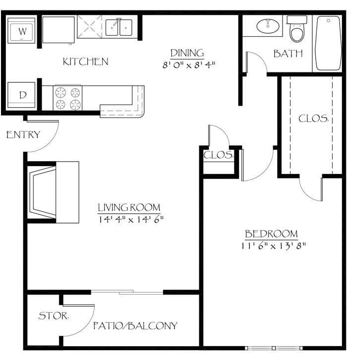 Plan A3a - 1 Bed 1 Bth