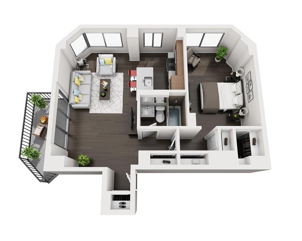 Floor Plan - One Bedroom A1R