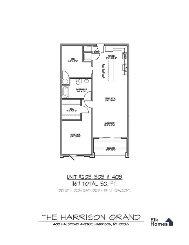 Floor Plan - C: 1Bed/1Bath & Den