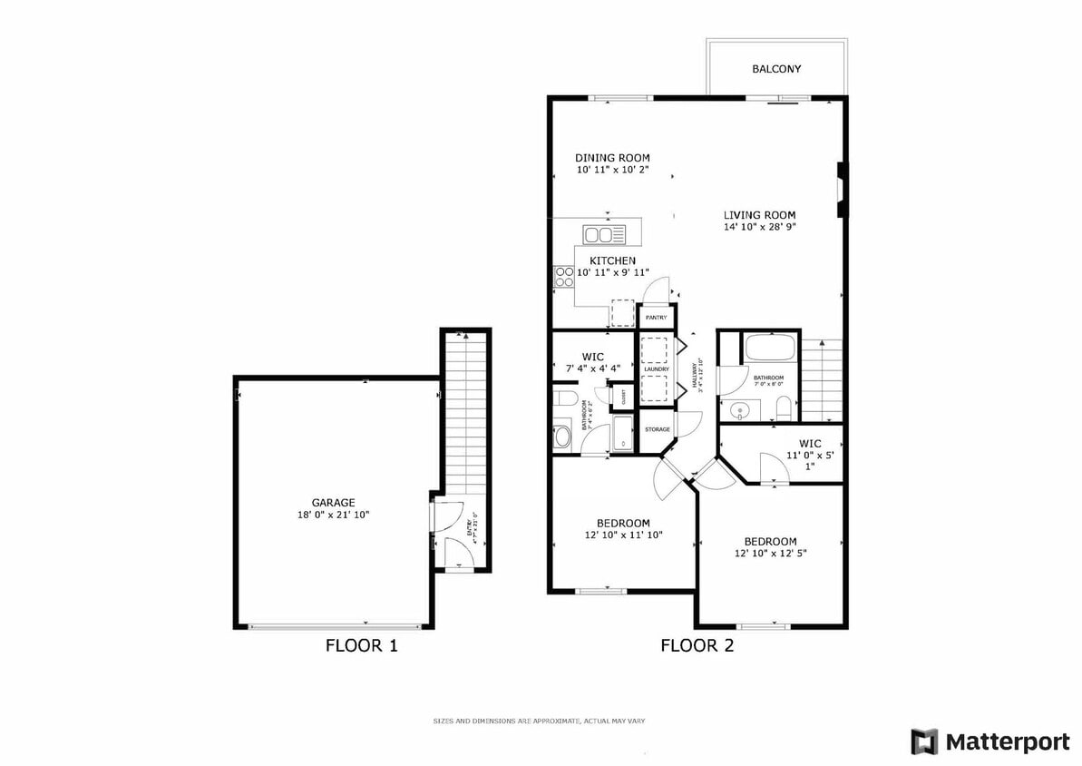 Floor Plan - ARV09 - 2 Bed 2 Bath 2nd Floor 2 Stall Att Gar
