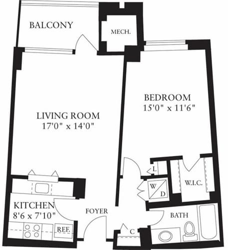 Floor Plan - 1 Bedroom A