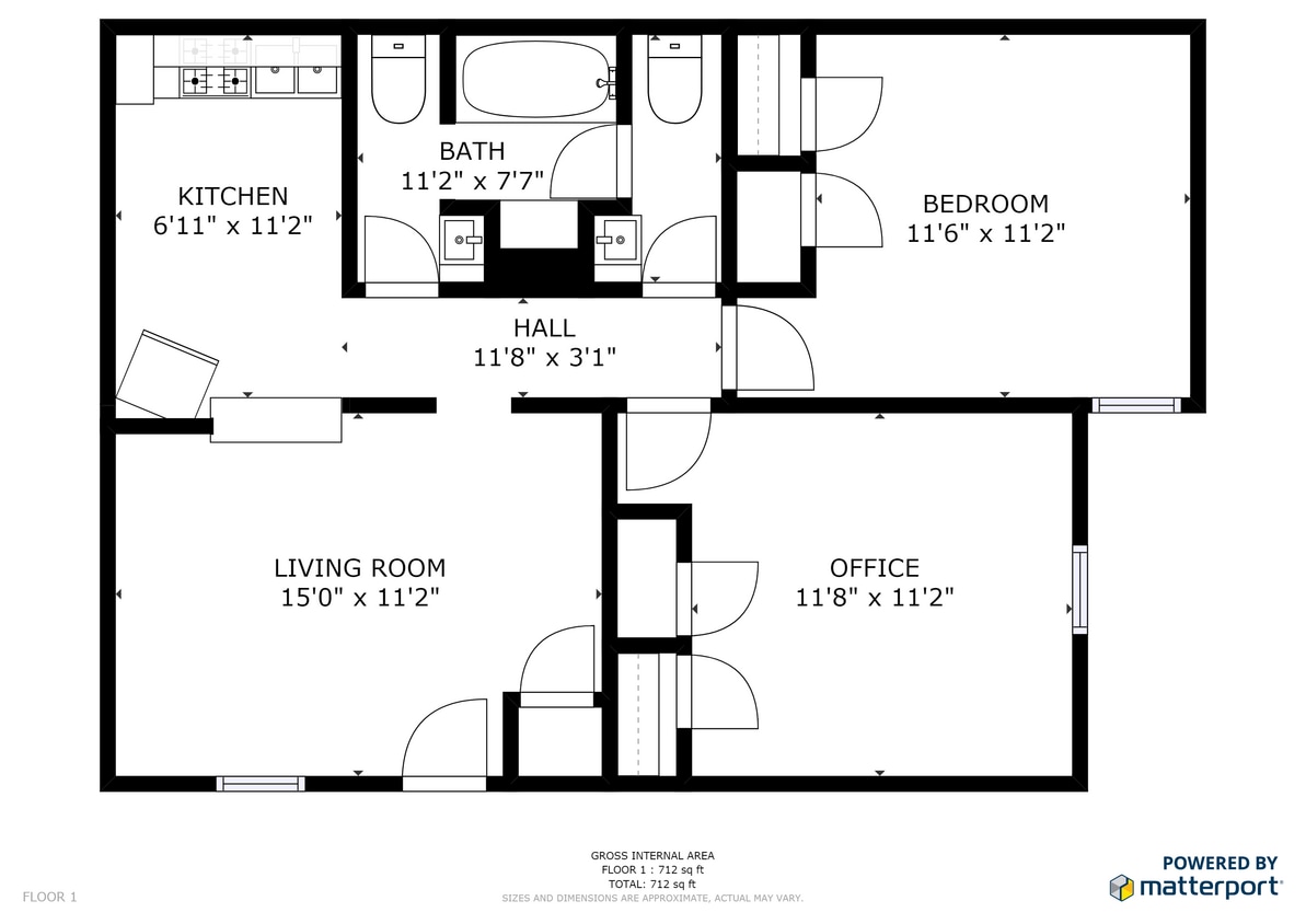Floor Plan - Two Bed - One and Half Bath