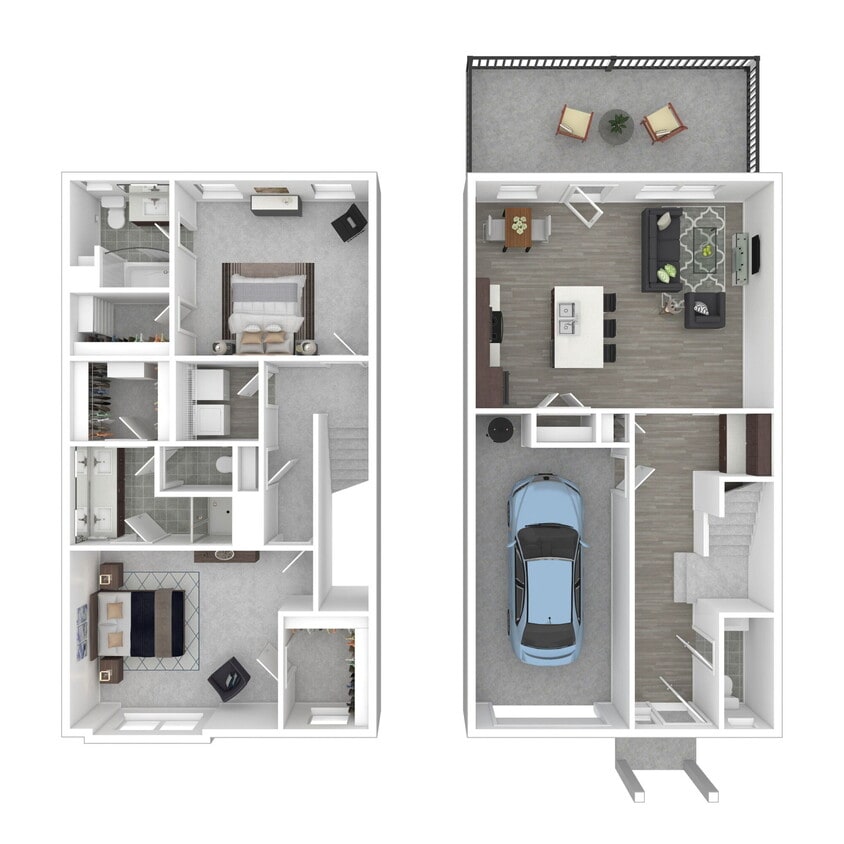 Floor Plan - Plan D 2 Bed x 2.5 Bath